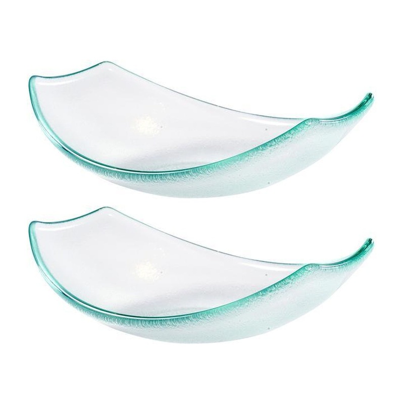 Glass Dinnerware 7″ x 5.25″ x h:2″ 5 oz. Oval Clear Glass Bowl (Set of 2)