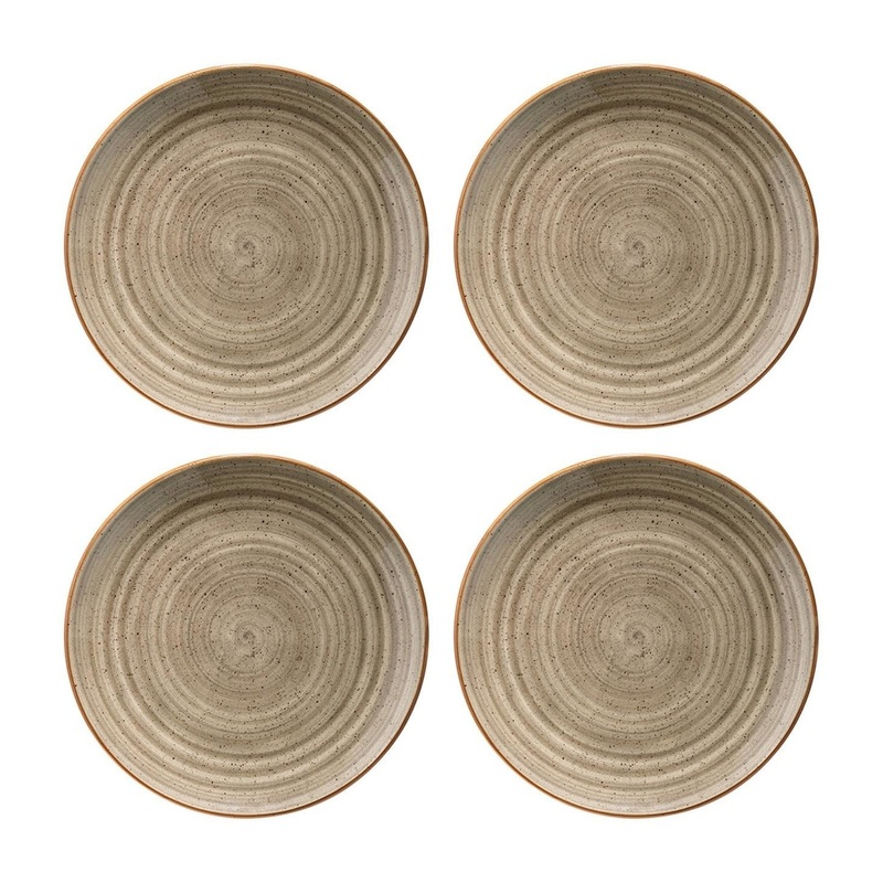 Terrain dia.7.5″ Round Brown Porcelain Plate (Set of 4)
