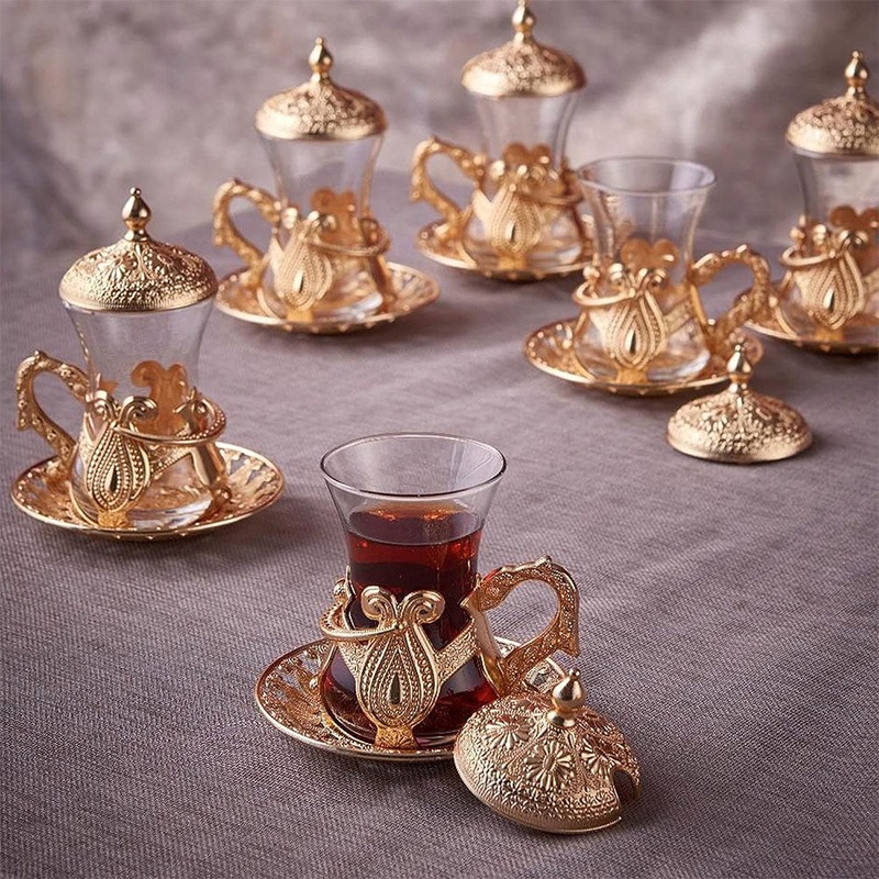 Vintage Housewarming Tea Cups Gift Set of 6 for Women, 4 oz