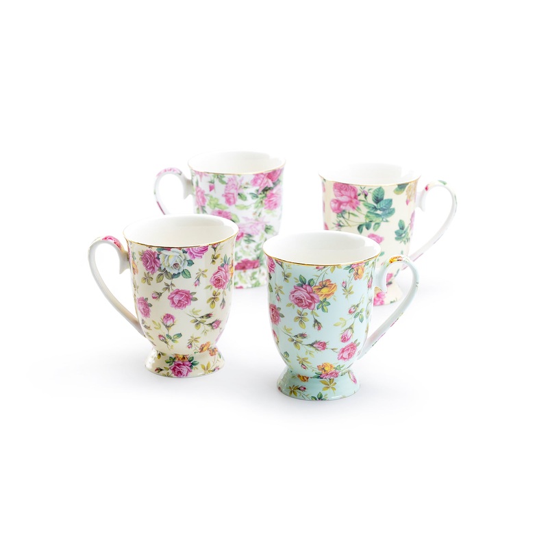Assorted Rose Chintz Fine Porcelain Mug Set of 4