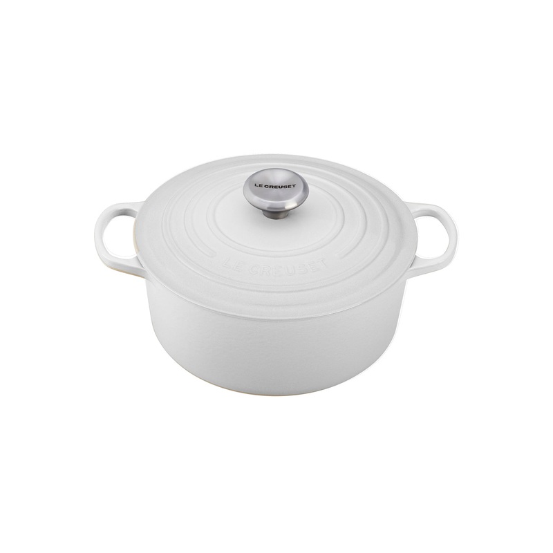 Le Creuset 5 1/2 Qt. Signature Round Dutch Oven w/Stainless Steel Knob – White- Personalized Engraving Available