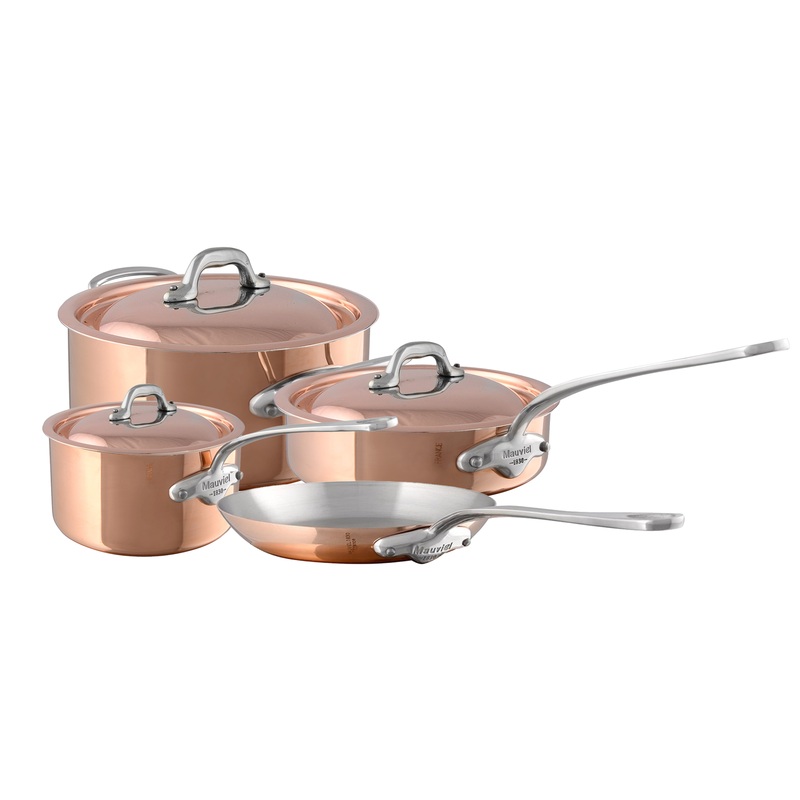 Mauviel M’Heritage M’150 S Copper 7-Piece Cookware Set With Cast Stainless Steel Handles And Curved Lid