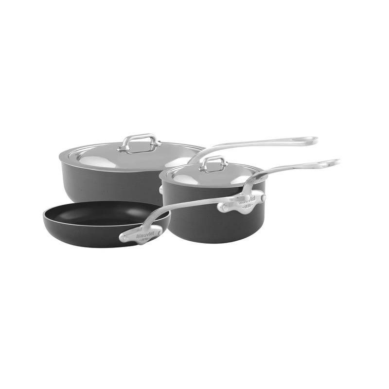 Mauviel M’STONE 3 5-Piece Cookware Set With Cast Stainless Steel Handles And Stainless Steel Lid