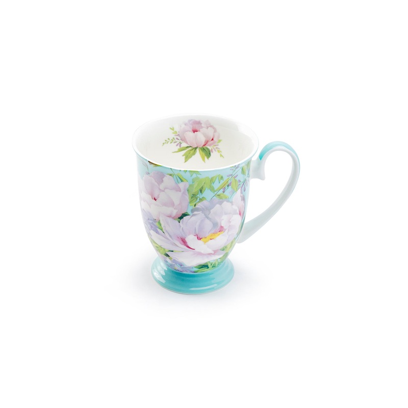 Peony Bloom Blue Bone China Mug