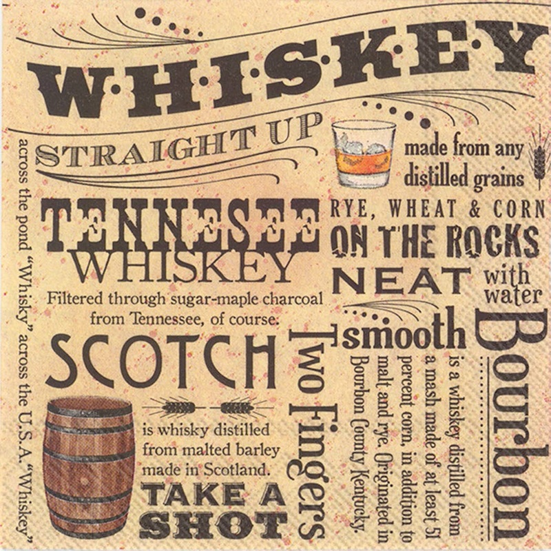 Whiskey Paper Cocktail Napkins pkg/20