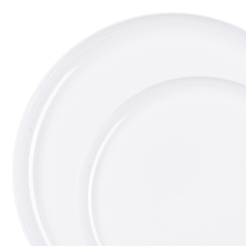White Flat Round Disposable Plastic Dinnerware Value Set