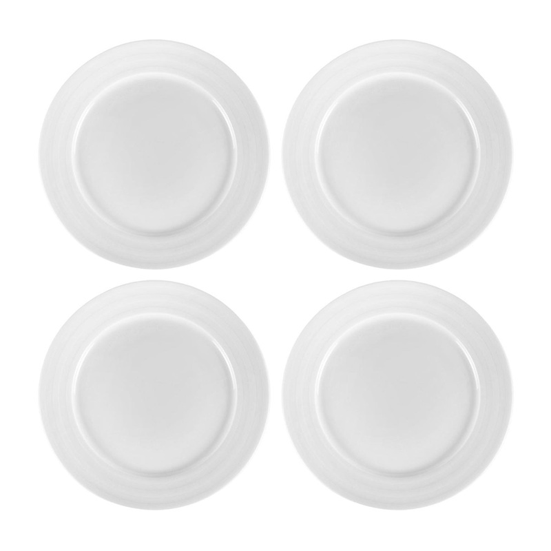 Porcelain Lizbon dia.9.25″ Round White Porcelain Plate (Set of 4)