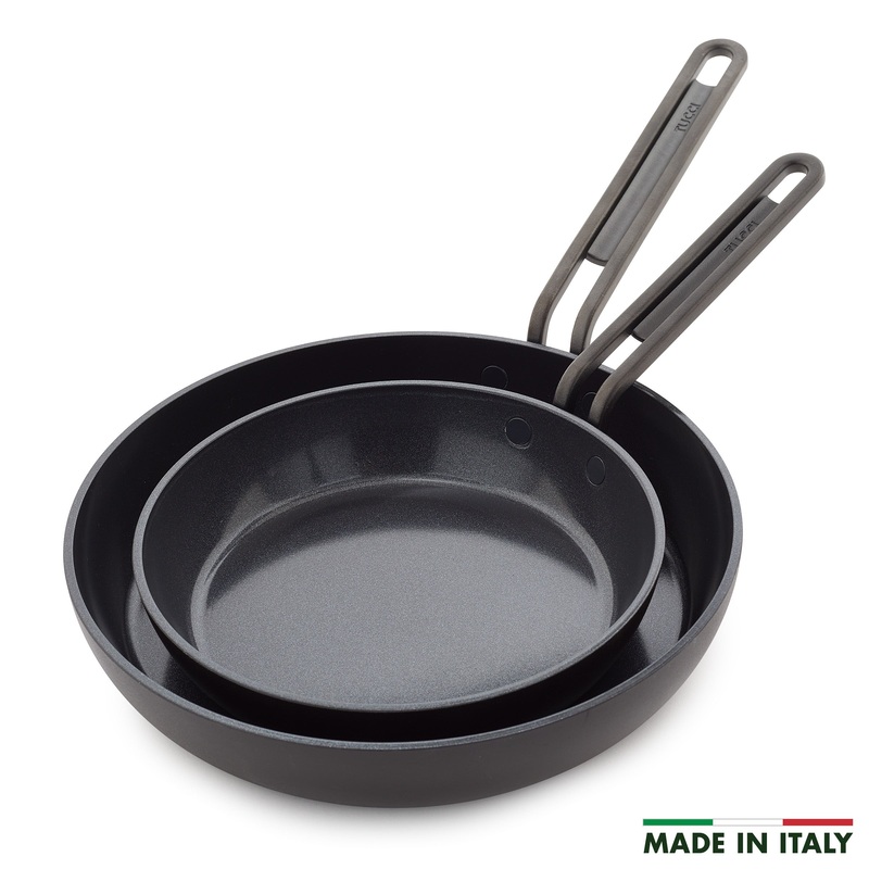 Stanley Tucci Ceramic Nonstick 8″ and 10″ Frypan Set | Milano Black