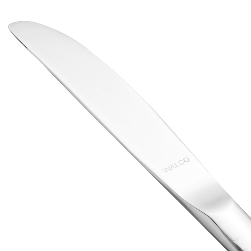 Walco 8011 Art Deco 7 1/16″ 18/10 Stainless Steel Extra Heavy Weight Solid Handle Butter Knife – 12/Pack