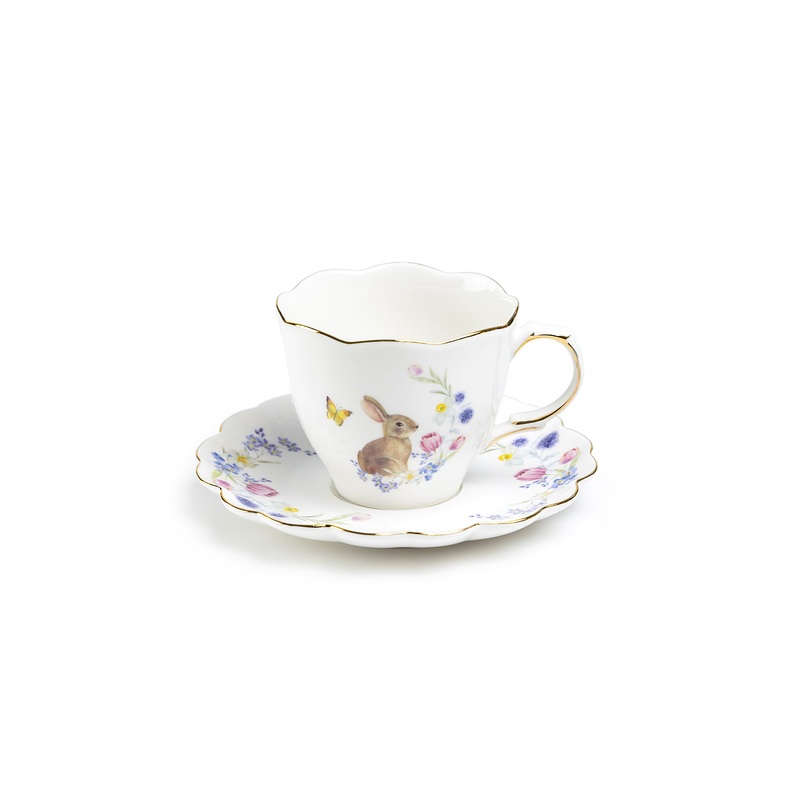 Meadow Bunny Fine Porcelain Tea Cup and Saucer