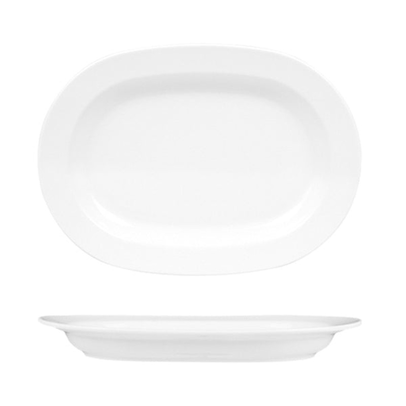 Porcelain Delta 11″ x 8″ x h:1.25″ Oval White Porcelain Platter