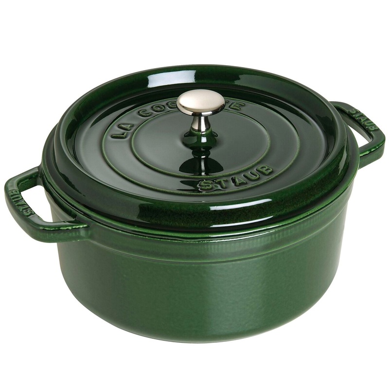 Staub Cast Iron Basil Round Cocotte, 5.5-Quart