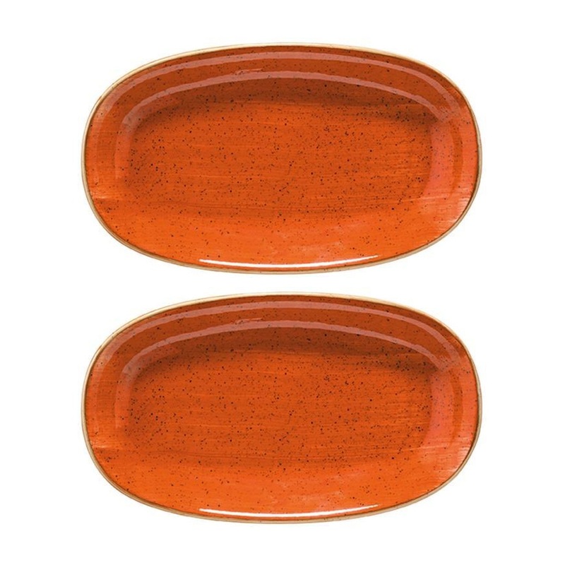 Terracota 9.5″ x 5.5″ x h:1.25″ Oval Terracotta Porcelain Platter (Set of 2)