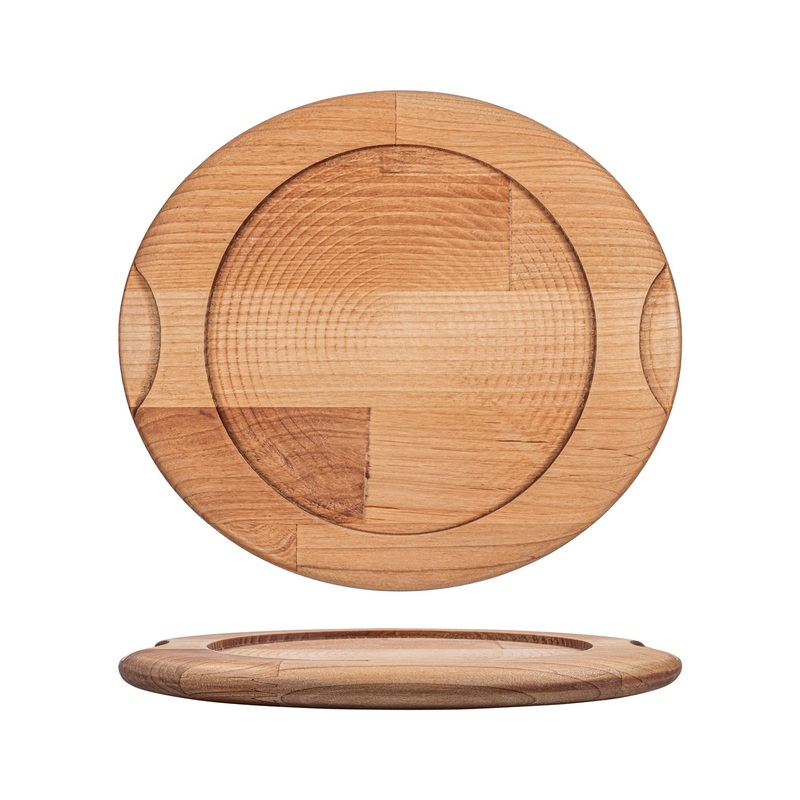 Wood dia.10.75″ h:0.75″ Round Brown Wood Underliner