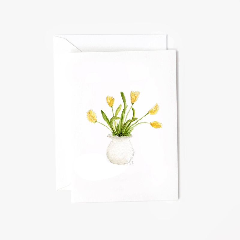 Yellow tulips mini notecard