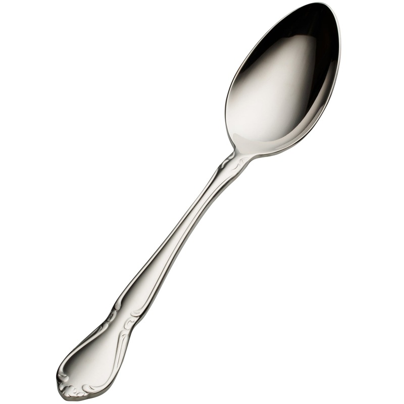 Bon Chef S1803 Queen Anne 7 5/8″ 18/10 Stainless Steel Soup / Dessert Spoon – 12/Pack