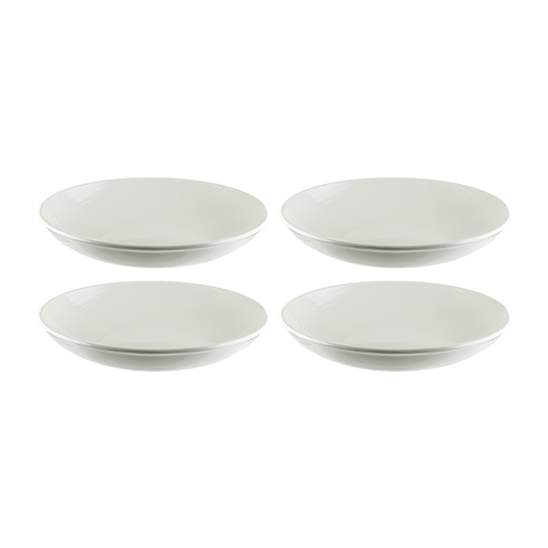 Loop dia.9″ h:2″ 34 oz. Round Warm White Porcelain Bowl (Set of 4)