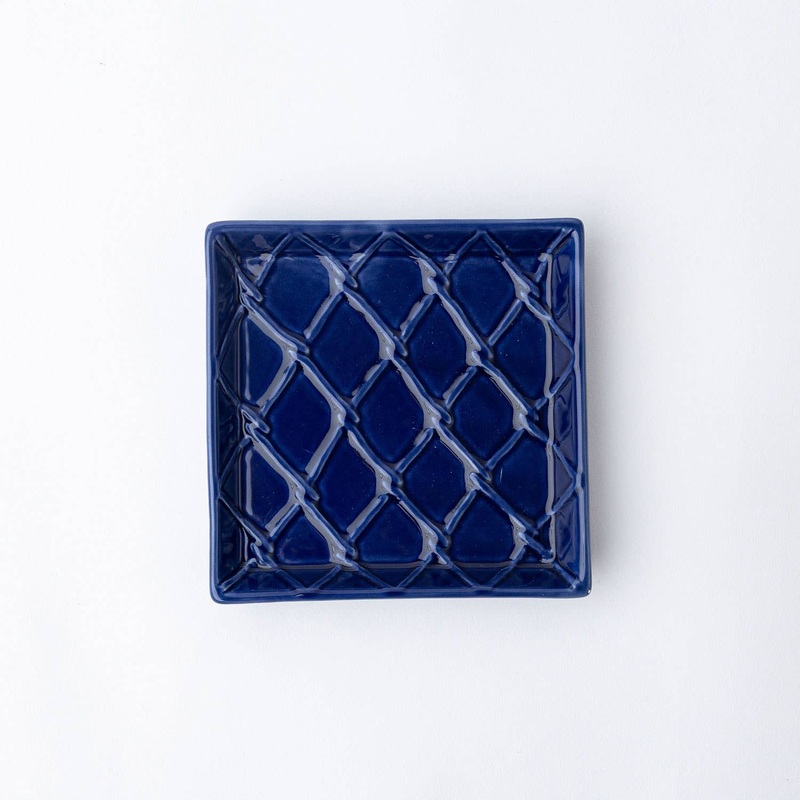 Navy Textured Beverage Napkin Tray