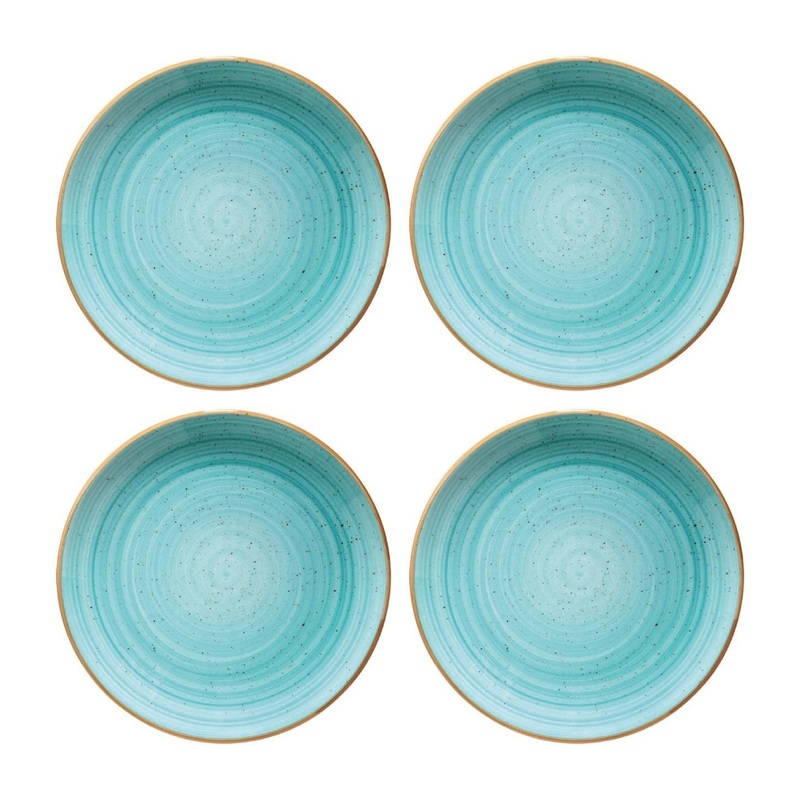 Aqua dia.9″ Round Blue Porcelain Plate (Set of 4)