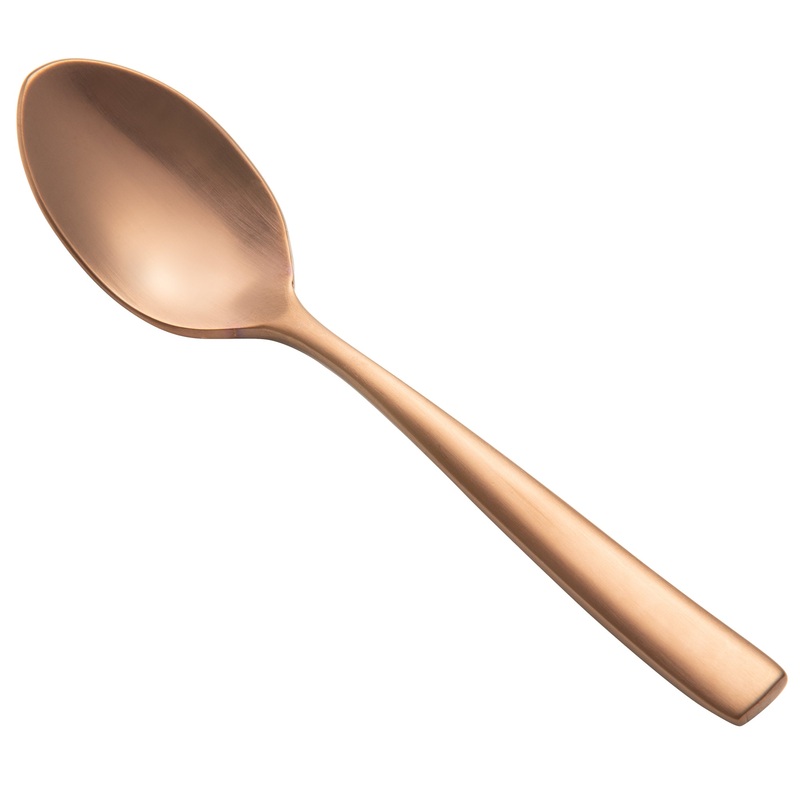 Bon Chef S3016RGM Manhattan 4 7/8″ 18/10 Extra Heavy Weight Matte Rose Gold Stainless Steel Demitasse Spoon – 12/Pack