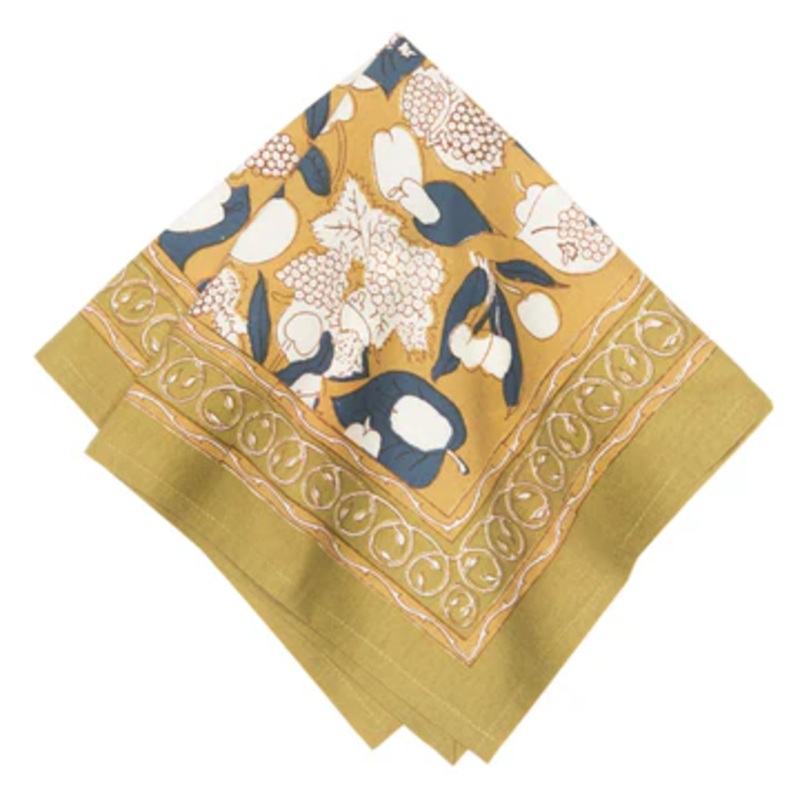 Couleur Nature Forest Harvest Mustard & Blue Napkin