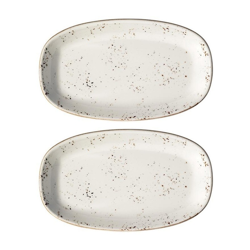 Grain 7.5″ x 4.25″ x h:1″ Oval Decorated Porcelain Platter (Set of 2)