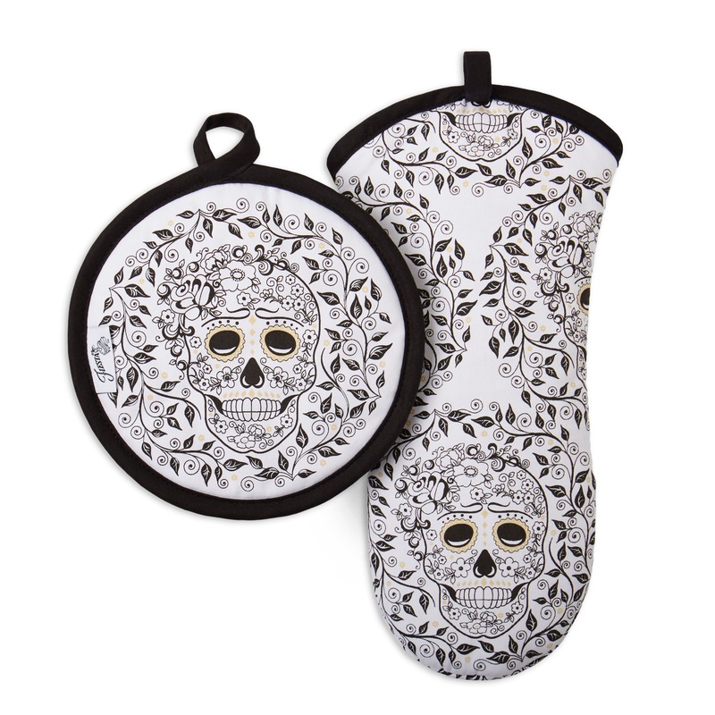 Skull & Vine Oven Mitt & Pot Holder Set