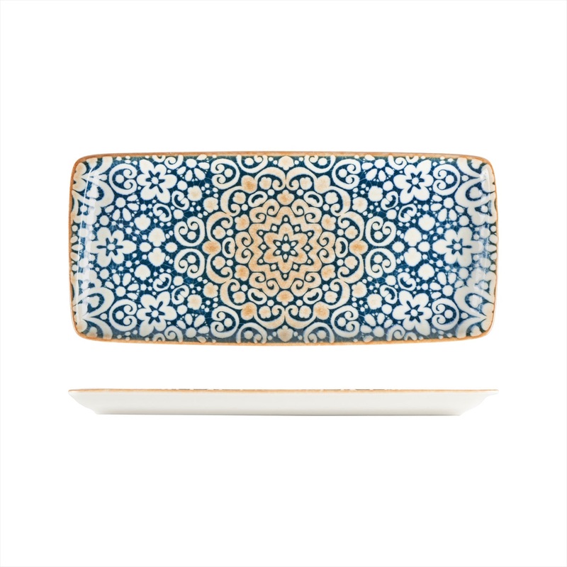 Alhambra 13.5″ x 6″ x h:0.75″ Rectangular Decorated Porcelain Platter