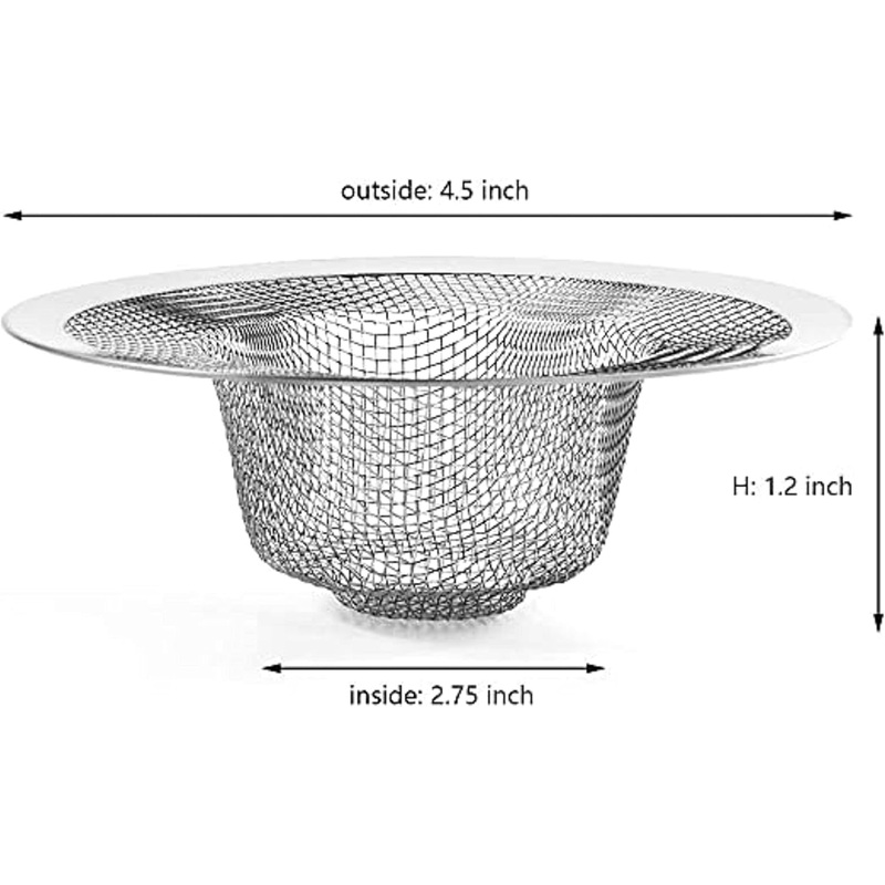 Stainless Steel Sink Strainer Narrow Rim- Kitchen Mesh Strainer Kitchen Sink Drain Strainer Hair Catcher for Bathroom Sink Utility Slop Laundry