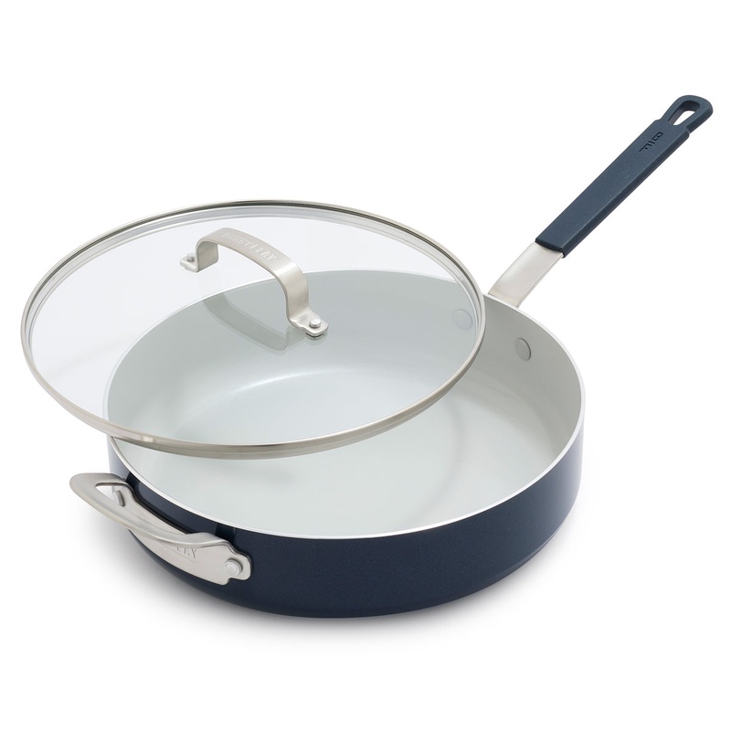 Bobby Flay by GreenPan Professional Ceramic Nonstick 4.5-Quart Saut Pan with Lid | Oxford Blue