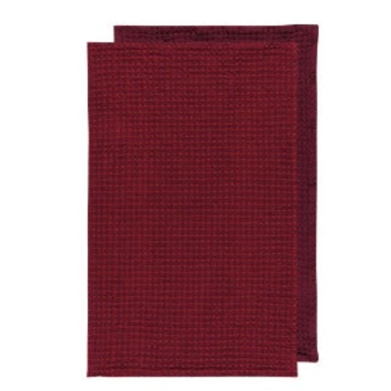 Dishtowel – Waffle Burgundy , Set of 2