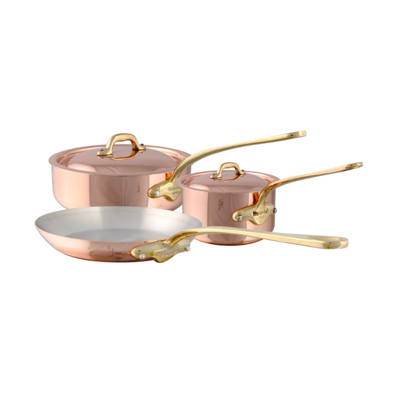 Mauviel M’Heritage M’150 B 5-Piece Copper Cookware Set With Brass Handles