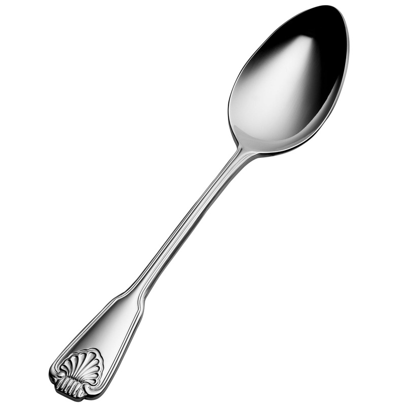 Bon Chef S2003 Shell 7 9/16″ 18/10 Stainless Steel Soup / Dessert Spoon – 12/Pack
