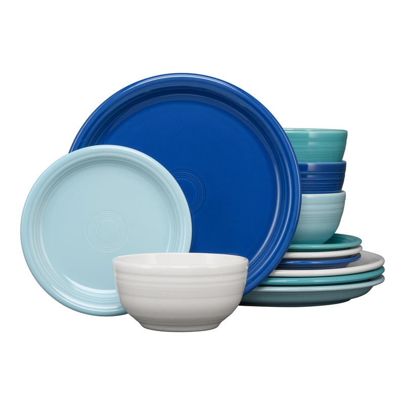 Coastal Blues Bistro Coupe 12-Piece Dinnerware Set, Service for 4