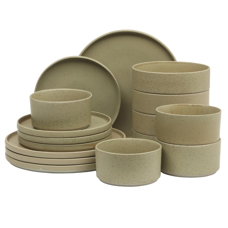 Gibson Elite Tatum Premium Porcelain Matte Reactive Glaze 16 Piece (Service for 4)  Plates and Bowls Stackable Dishes Ceramic Dinnerware Set