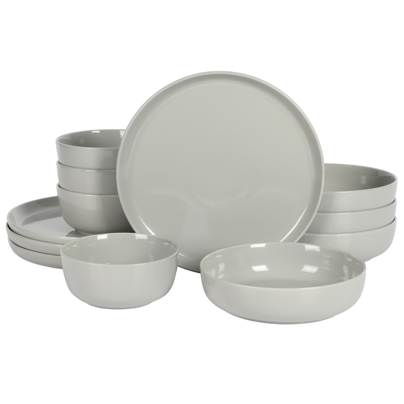 Gibson Home Oslo 12-Piece Porcelain Double Bowl Dinnerware Set