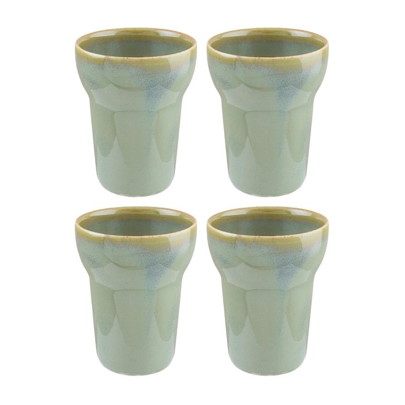 Sage dia.3.75″ h:4.75″ 12 oz. Round Green Porcelain Mug (Set of 4)