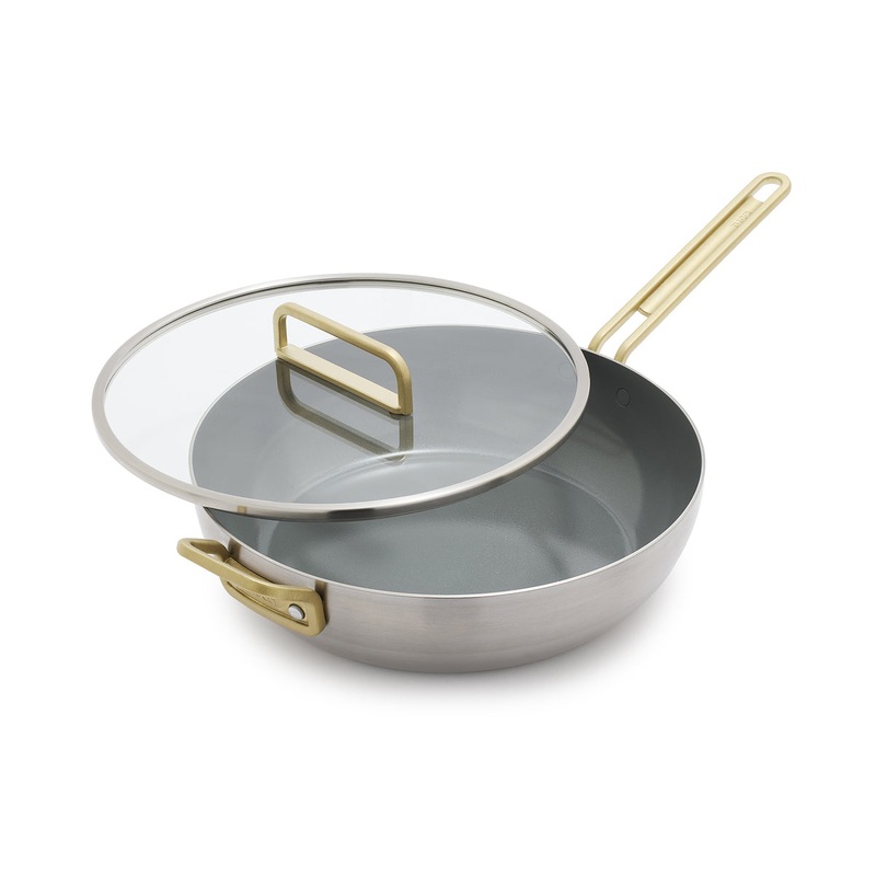 Stanley Tucci Stainless Steel Ceramic Nonstick 6.5-Quart Essential Stanley Pan with Lid | Champagne Handle