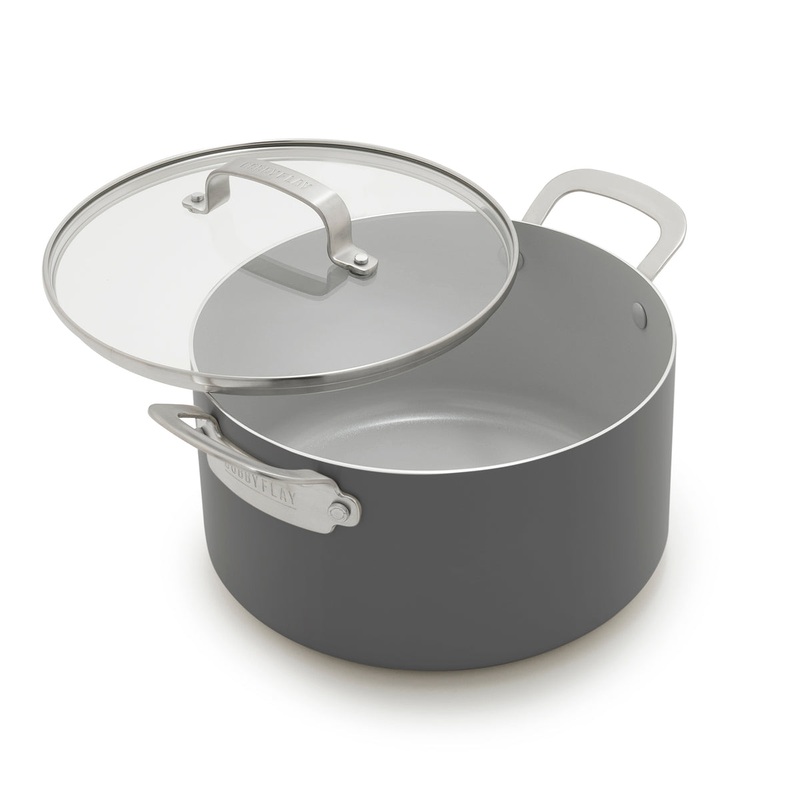 Bobby Flay by GreenPan Professional Ceramic Nonstick 6-Quart Stockpot with Lid | Graphite