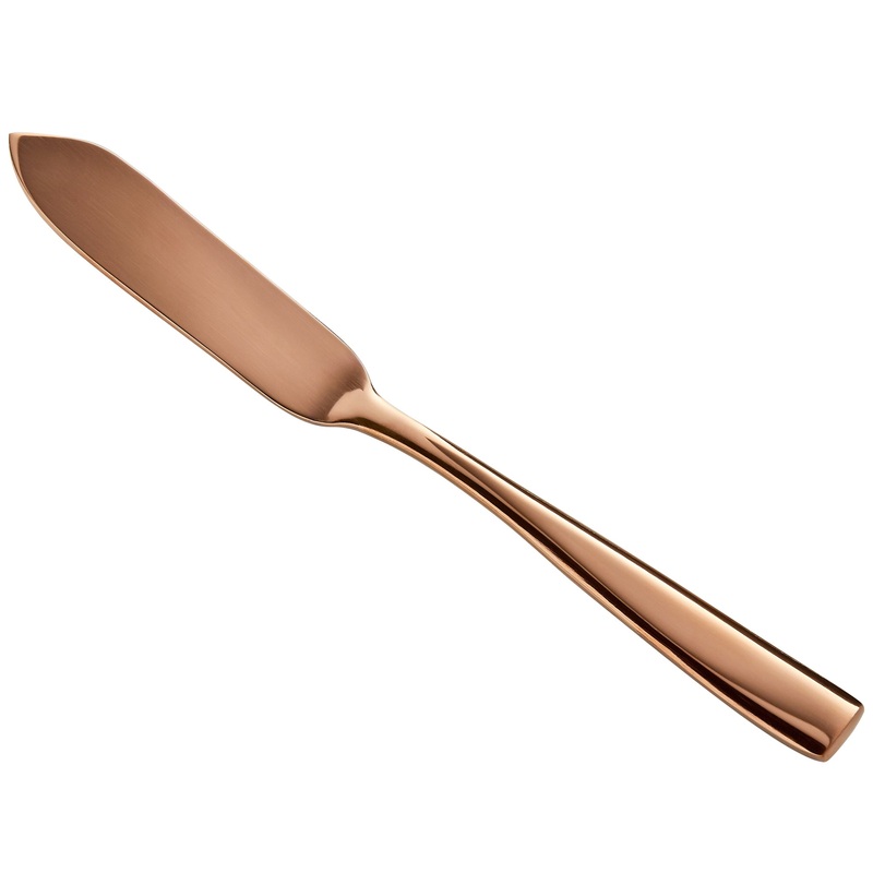 Bon Chef S3010RG Manhattan 6 1/4″ 18/10 Extra Heavy Weight Rose Gold Stainless Steel Butter Knife – 12/Pack