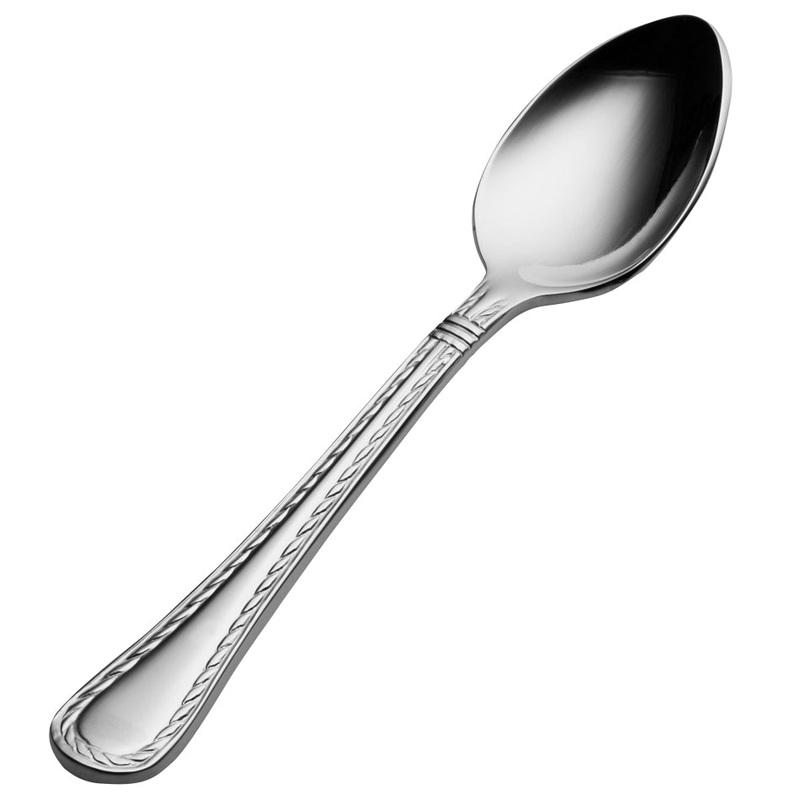 Bon Chef S416 Amore 4 5/8″ 18/10 Extra Heavy Weight Stainless Steel Demitasse Spoon – 12/Pack