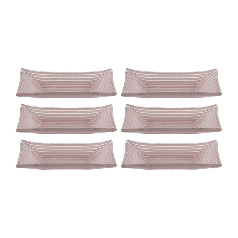 Glass Dinnerware 4.25″ x 2.5″ x h:0.5″ 1 oz. Rectangular Pink Purple Glass Ramekin (Set of 6)