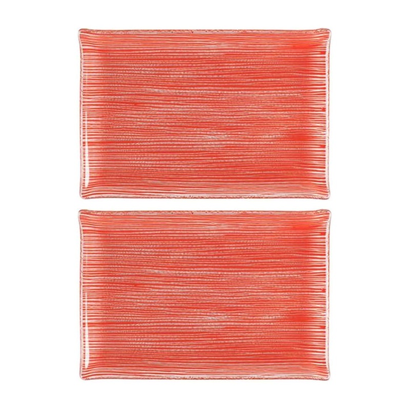 Glass Dinnerware 8.5″ x 5.75″ Rectangular Red Glass Plate (Set of 2)