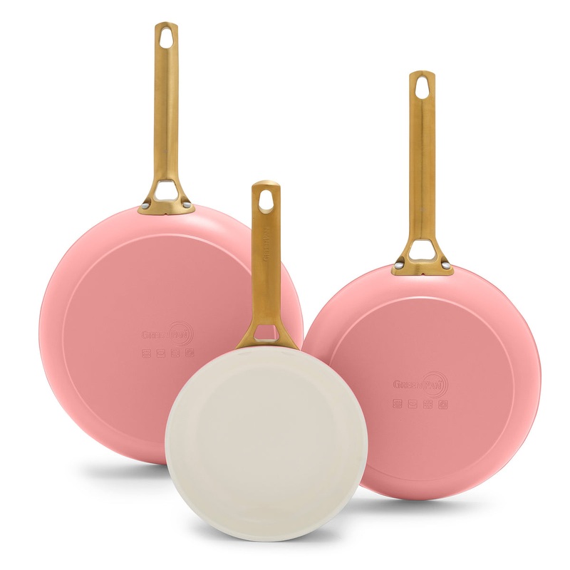 Reserve Ceramic Nonstick 8″, 10″ and 12″ Frypan Set | Coral