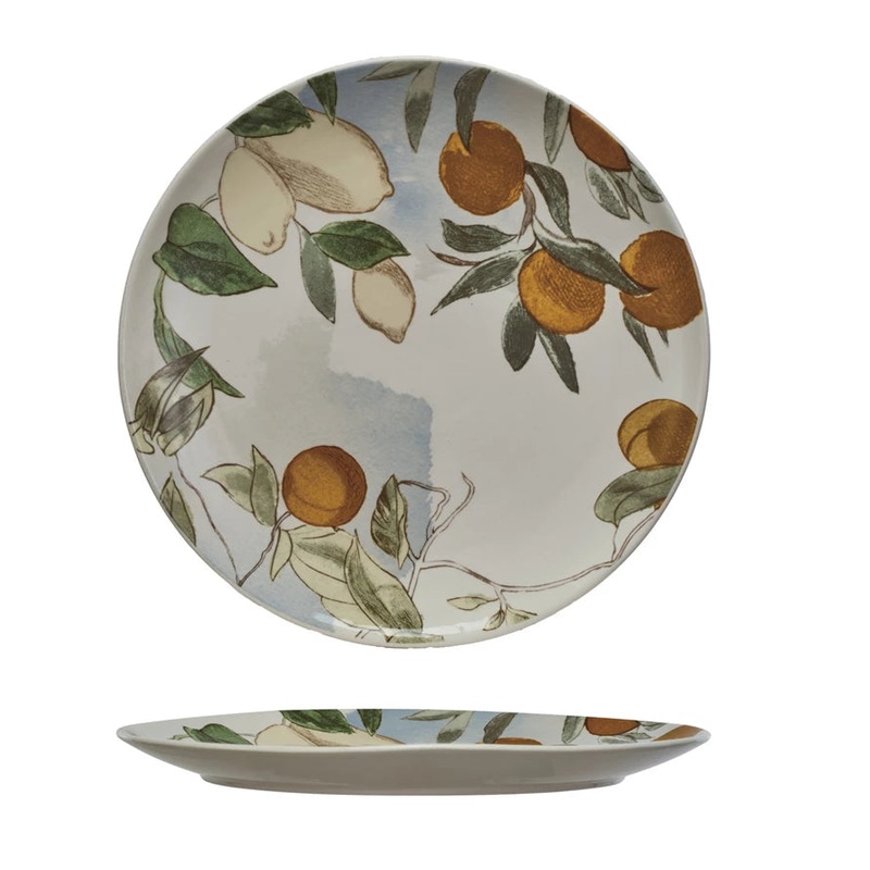Stoneware Platter w/ Fruit, Multi Color 13″