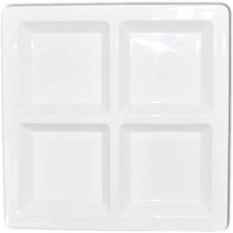 60 oz Rectangular 4-Section Tray Passion Melamine – Dishwasher Safe Serving Bowl Dipping Sauce Dishes Sauce Bowls for Dips Chips Veggies Fruits Home Restaurants