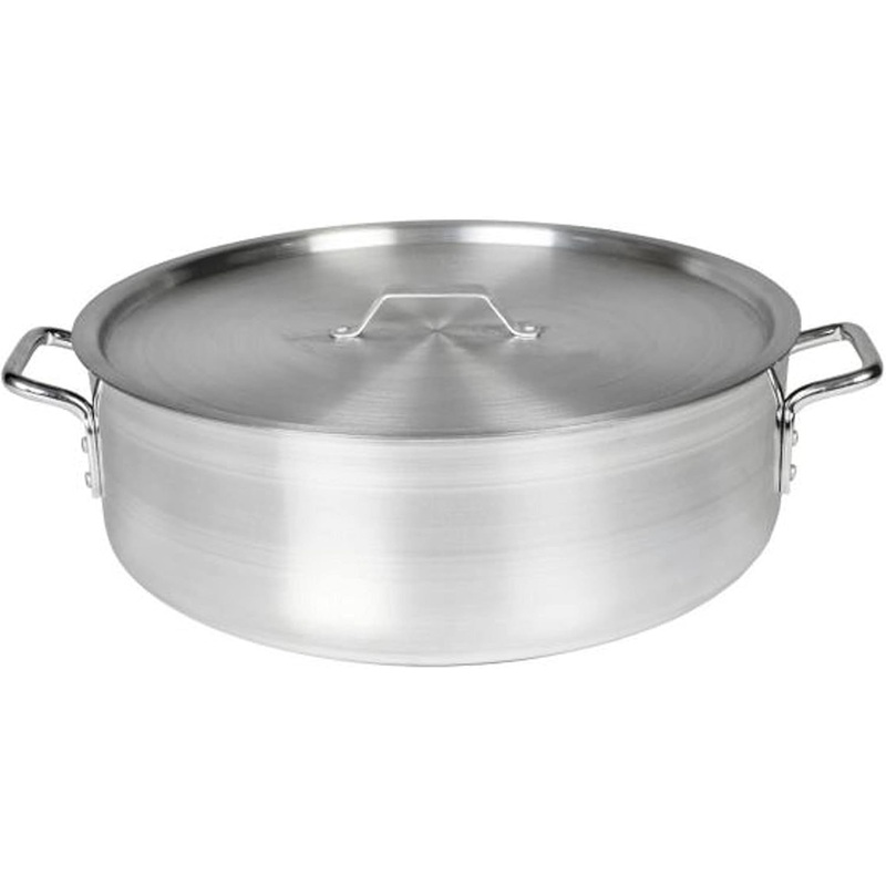 Aluminum Brazier Pot with Cover 6mm Thickness- Heavy Weight Cookware Braiser Pan Braising Pan Perfect Roasting Baking Sauteing Searing and Pan Frying Mirror-Finished