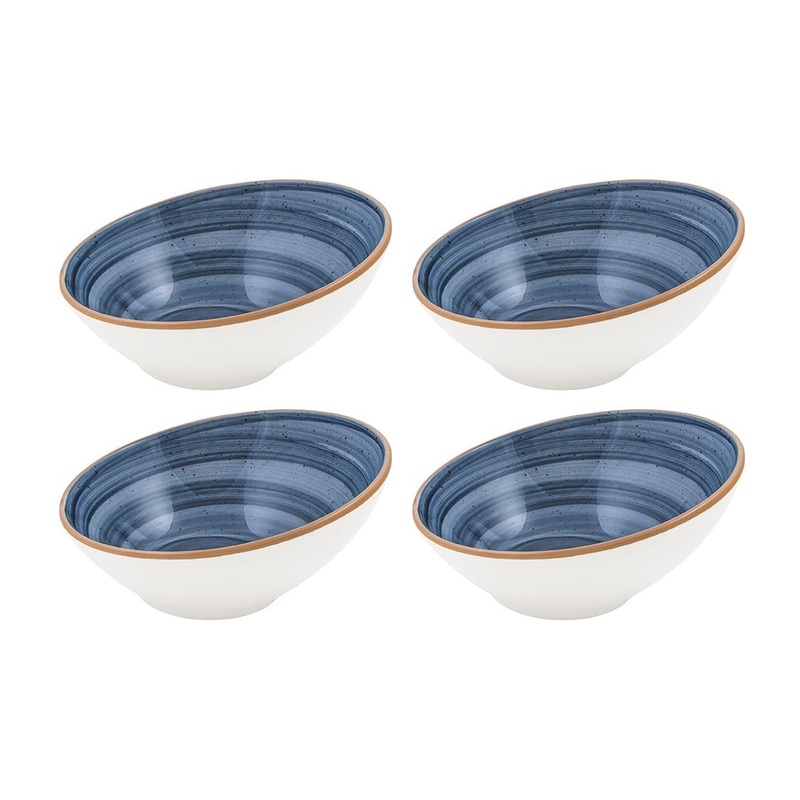 Dusk dia.6.5″ h:3″ 12 oz. Round Blue Porcelain Bowl (Set of 4)