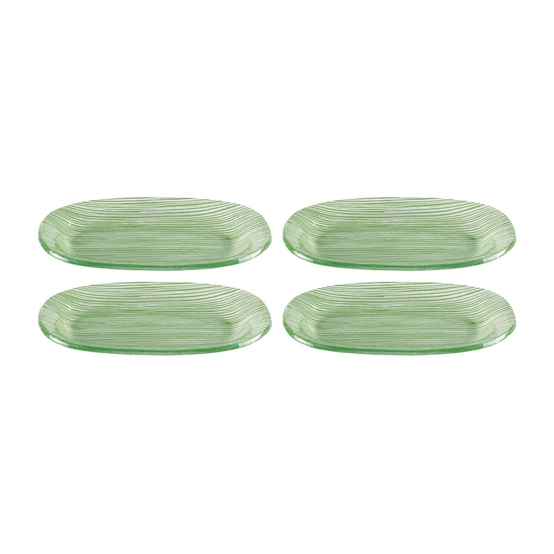 Glass Dinnerware 7.75″ x 4.25″ x h:0.5″ Oval Green Glass Platter (Set of 4)