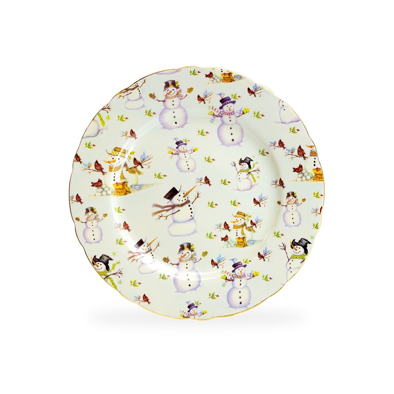 Holiday Snowmen Fine Porcelain Dessert Plate